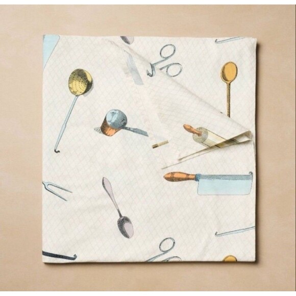 John Derian x Target Cutlery Toss Tablecloth Cotton Linen 60” x  104” New - Picture 1 of 5